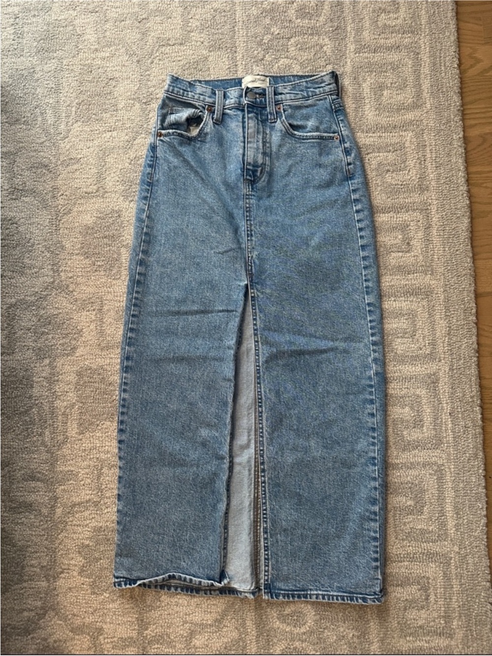 Universal Thread Maxi Denim Front-Slit Skirt | 00